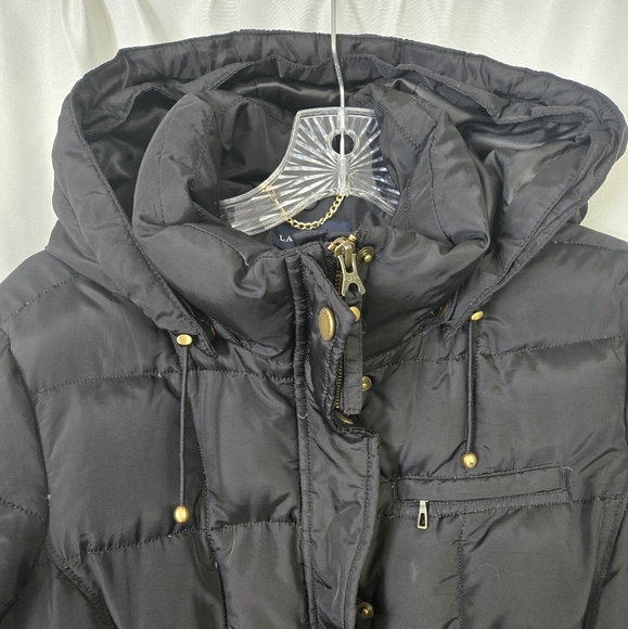 Land's End Black Warm Down Puffer Full Zip with Snaps - Picture 6 of 10